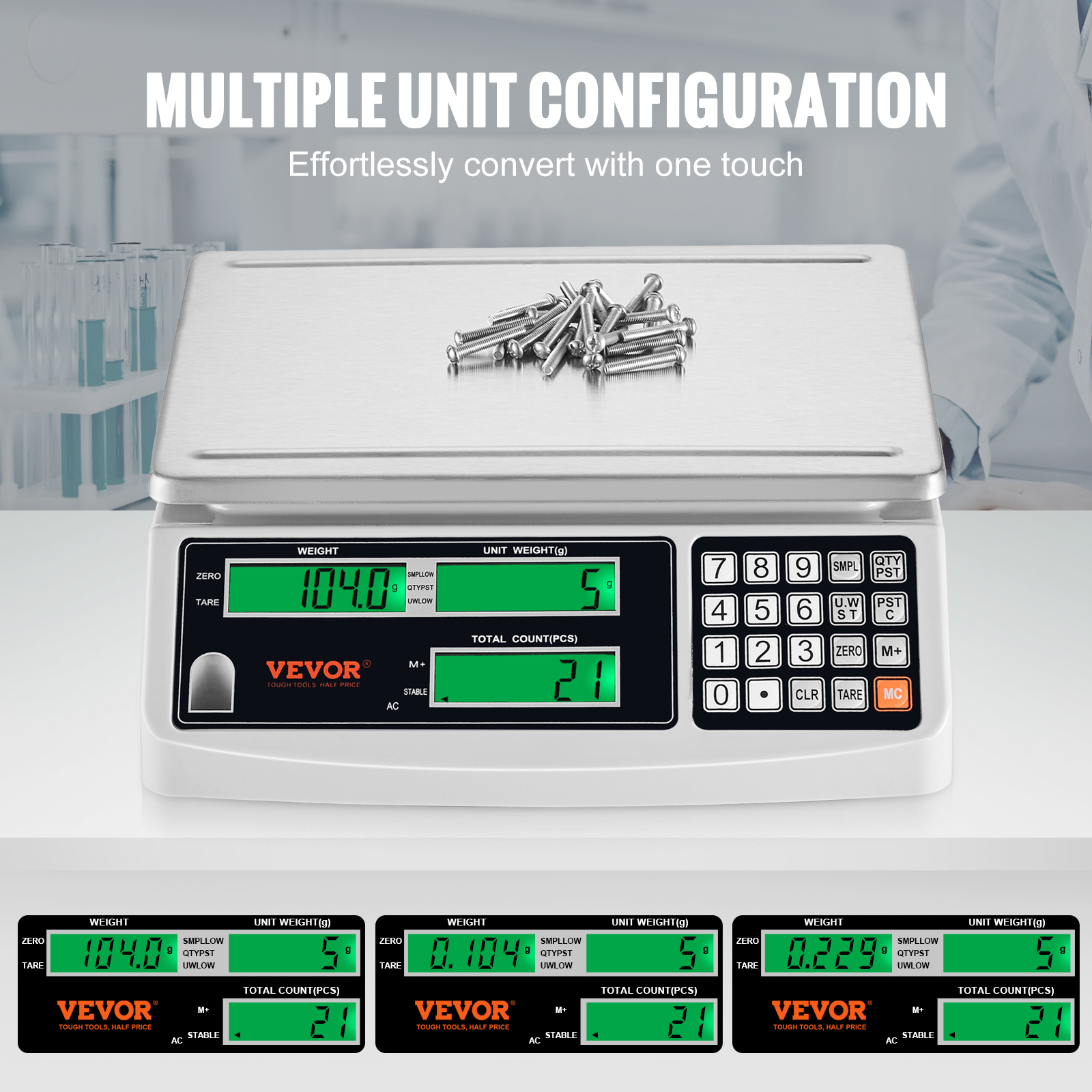 VEVOR Counting Scale 22/33/66 lbs Digital Weight Scales Food Fruit w/ RS-232