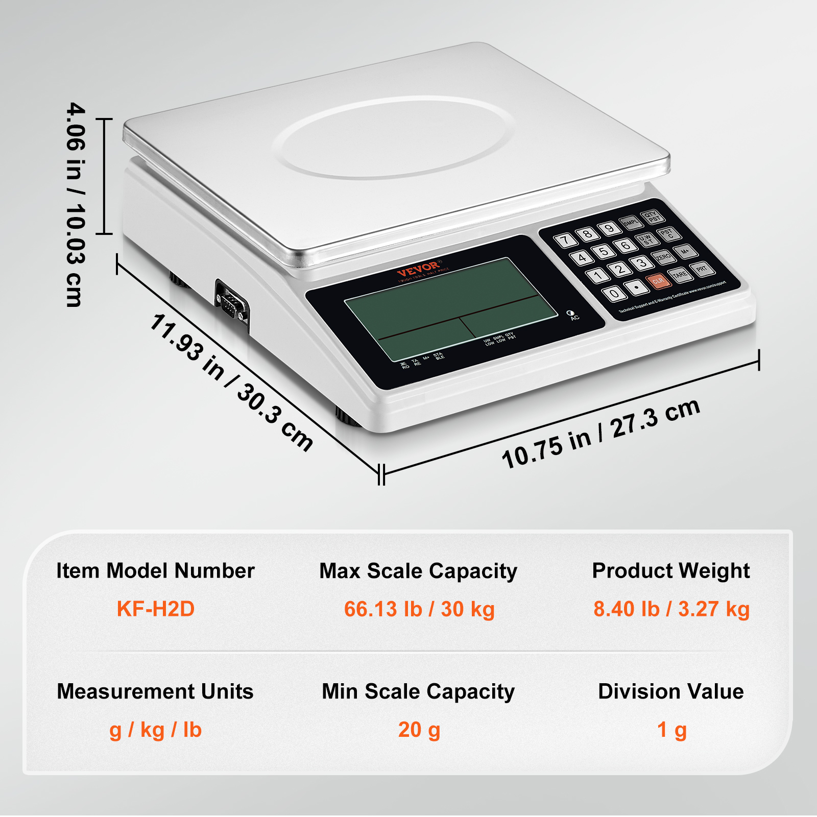 VEVOR Counting Scale 22/33/66 lbs Digital Weight Scales Food Fruit w/ RS-232