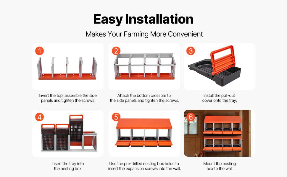 VEVOR Chicken Nest Box Mental Box with Inclined Nesting