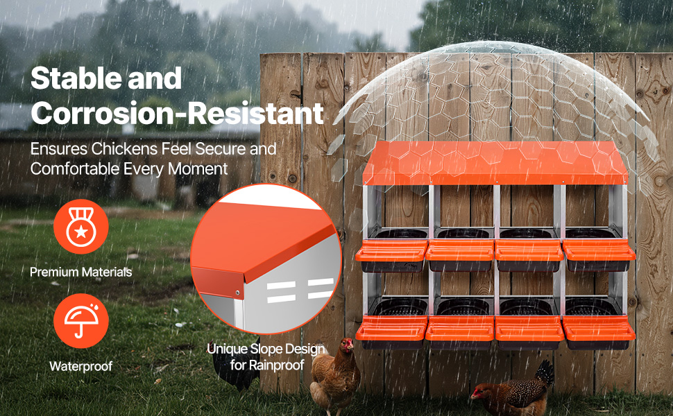 VEVOR Chicken Nest Box Mental Box with Inclined Nesting