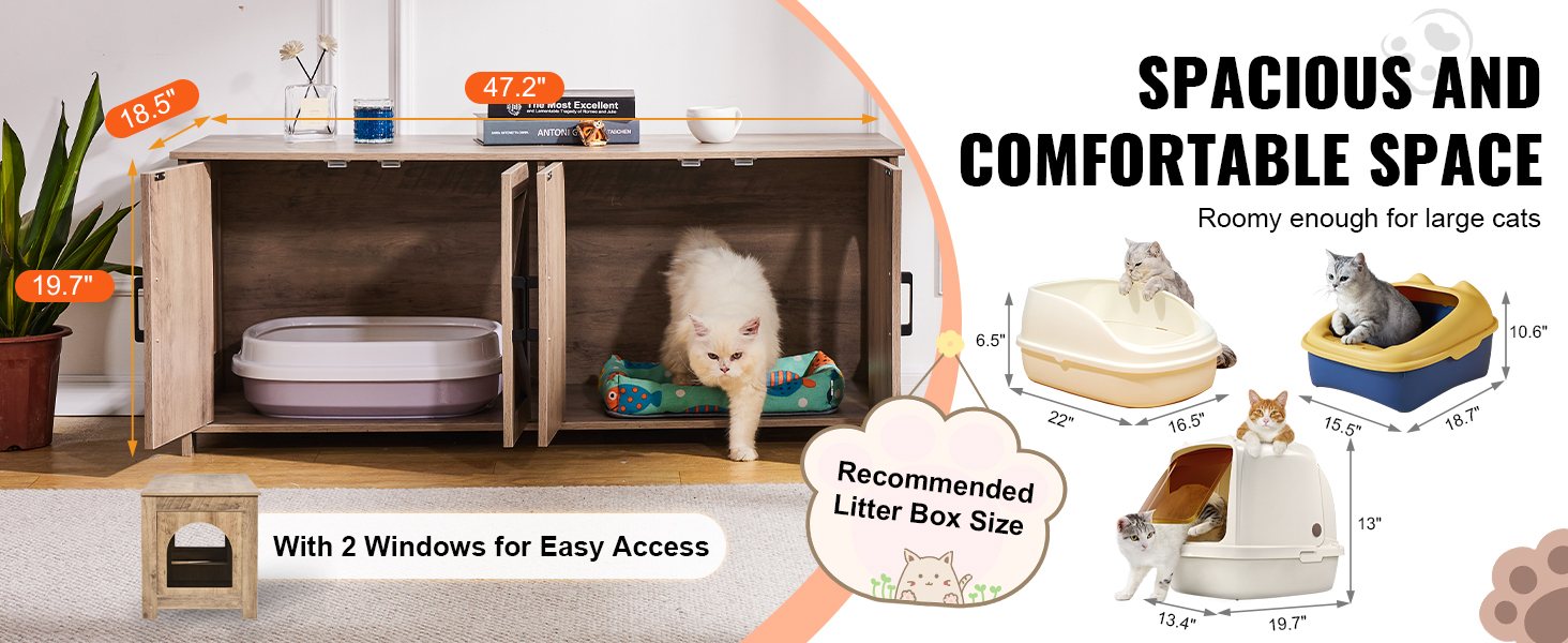 Katzenklo Schrank Holz 119×46×50 cm versteckte Katzentoilette Litter Box Enclosure A100 2.2w