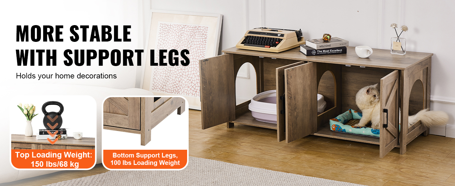 Katzenklo Schrank Holz 119×46×50 cm versteckte Katzentoilette Litter Box Enclosure A100 2.3w