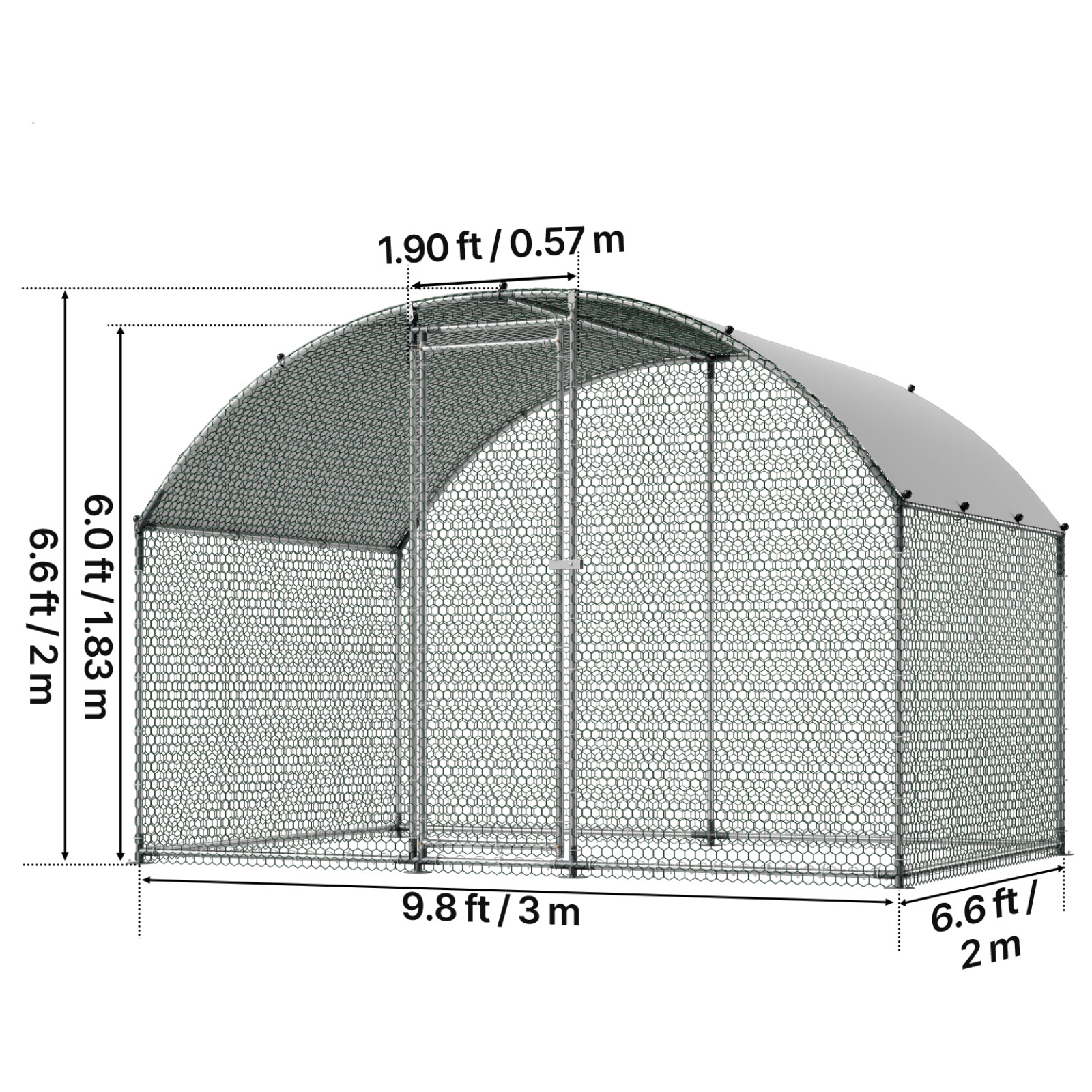 Toit Chicken VEVOR Enclos Poulailler Metal 3 x 2 x 2 m Parc a Poules Grillage avec ...