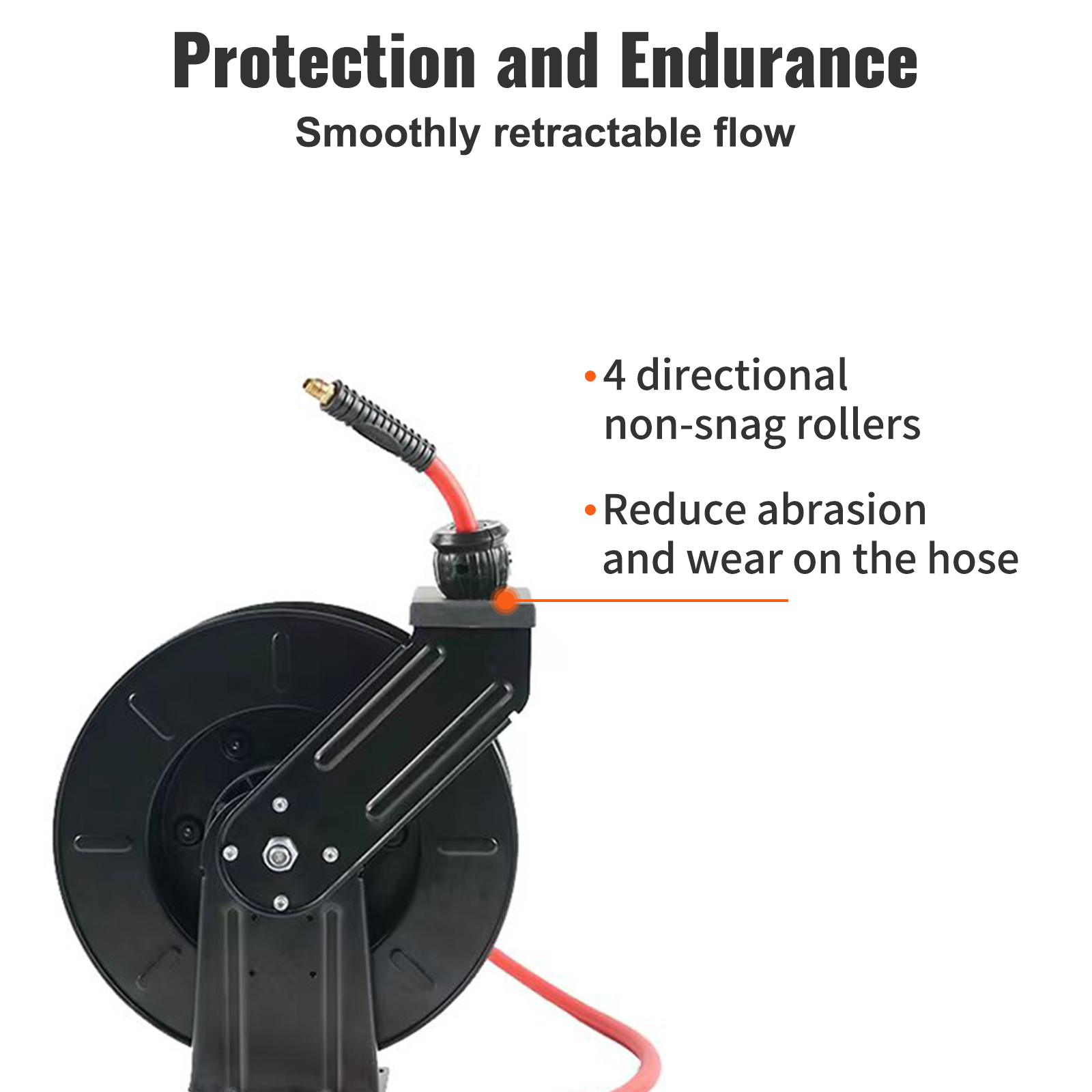 VEVOR Retractable Air Hose Reel, 3/8 IN x 50 FT Hybrid Air Hose Max 300PSI,  Air Compressor Hose Reel with 5 ft Lead in, Ceiling/Wall Mount Heavy Duty