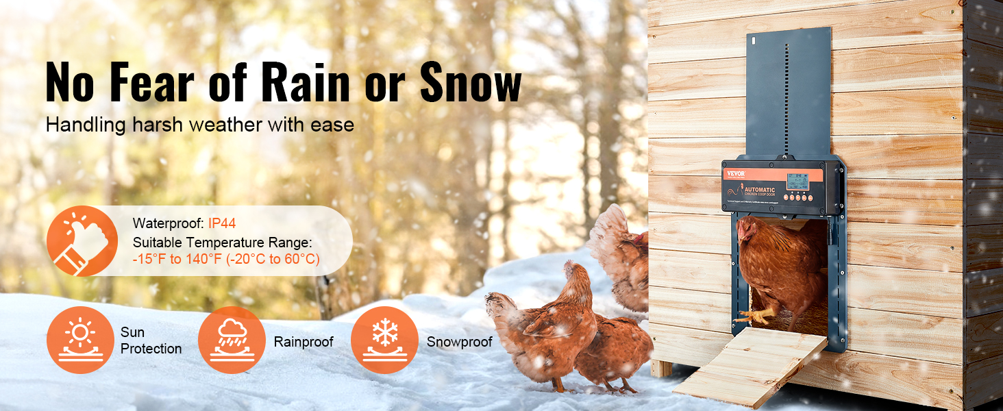 Fitinhot Solar Automatic Chicken Coop Door Opener – LCD Remote, Timer, Light Sensor, 100FT Range