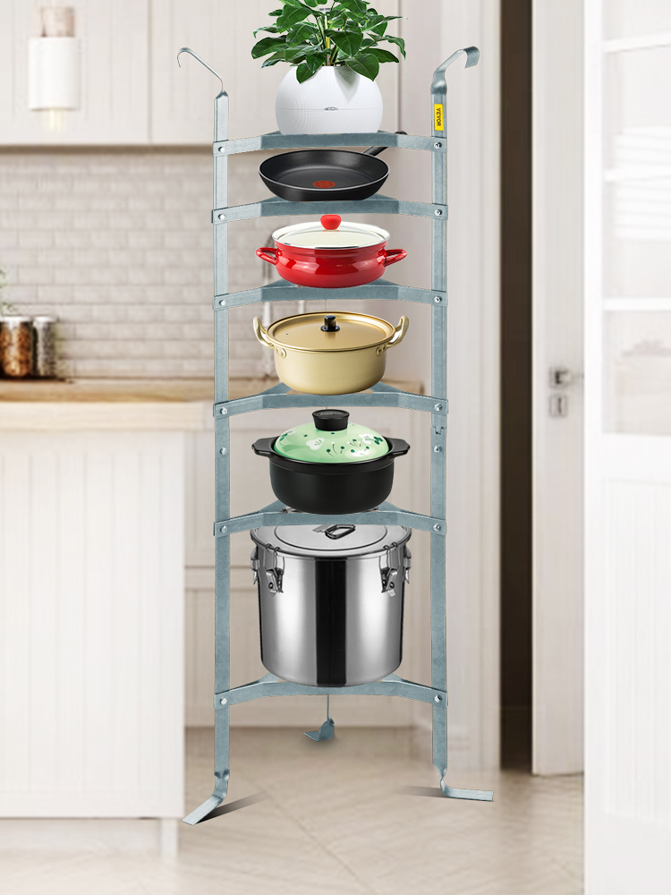 VEVOR 6-Tier Cookware Stand, Carbon Steel Multi-Layer Pot Rack, 61-inch  Cookware Shelf, Satin Nickel Cookware Storage Tower, Unassembled Kitchen