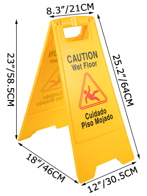 Cartello avviso di pericolo pavimento bagnato (WET FLOOR) - Coni e cartelli  Nitido Shop