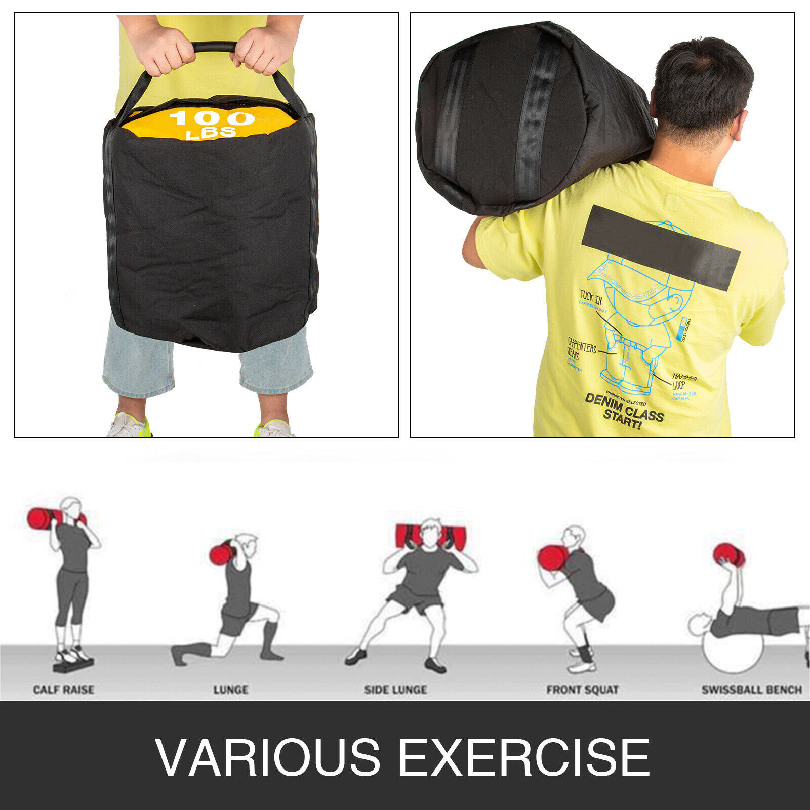 AnComo Sacchetto di Sabbia Fitness 100LBS/45KG Sandbag Fitness Portatile Kettlebell Sabbia 