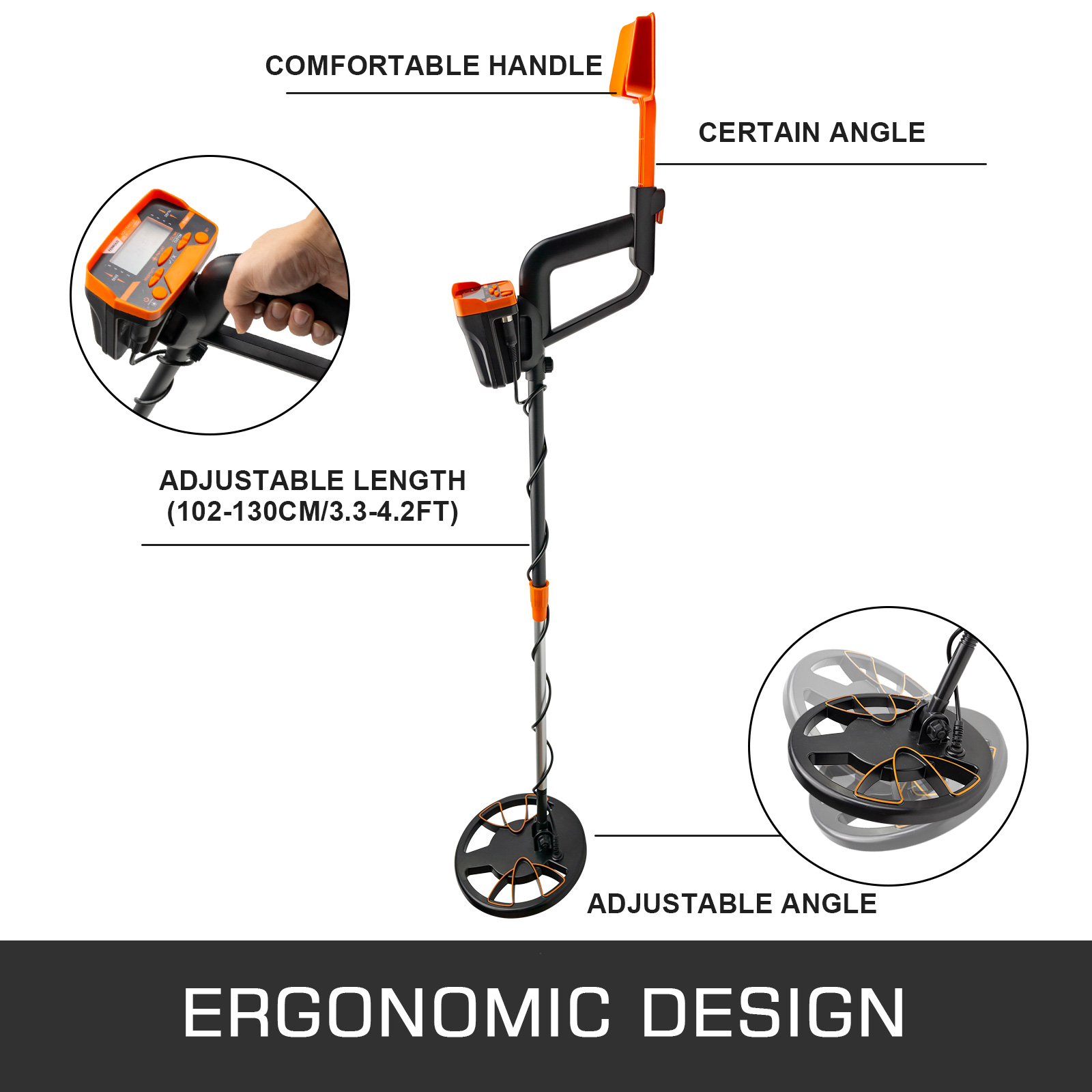 VEVOR VEVOR Detector de metales impermeable, bobina de 12 pulgadas, detector  de oro recargable profesional, 39-50 pulgadas ajustable con LCD 7 modos  avanzados auriculares Bluetooth con chip DSP, IP68 para detectar la