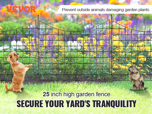 VEVOR Garden Fence, No Dig Fence 36.6''(H)x29.5''(L) Animal Barrier ...