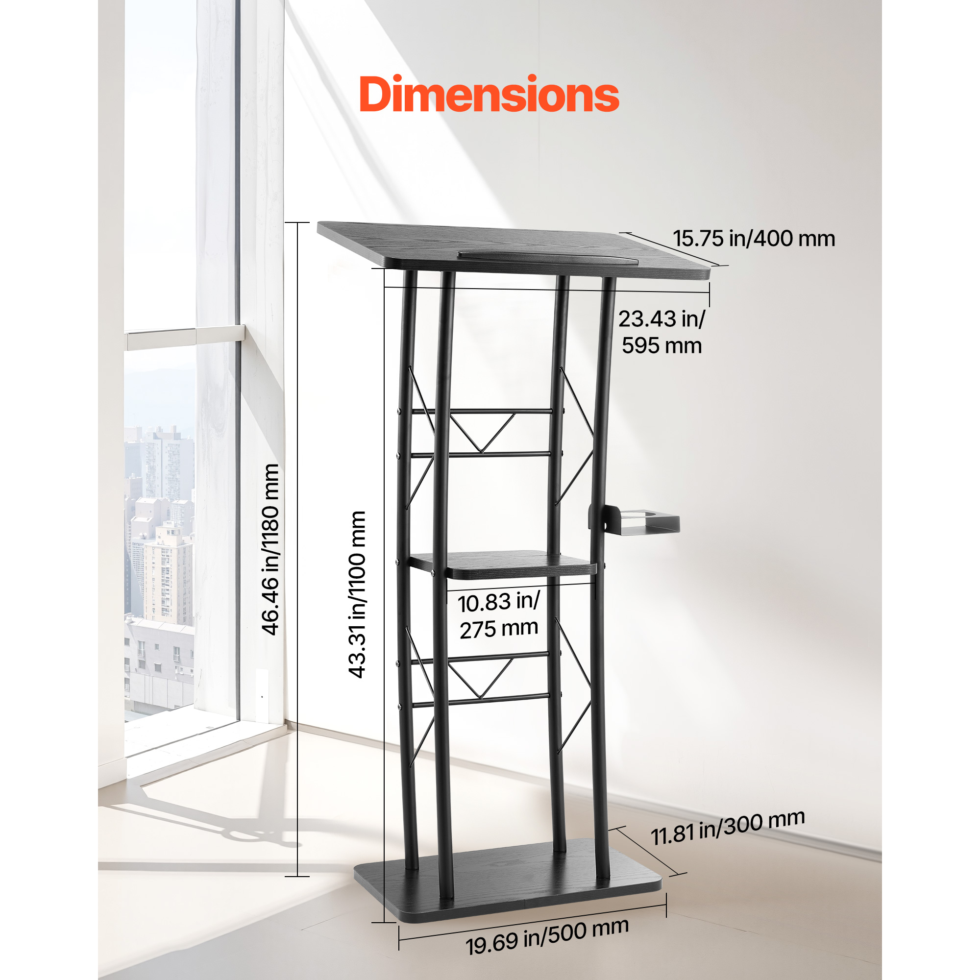 Uimoso Lectern with Storage Shelf for Events, Speeches, and Presentations
