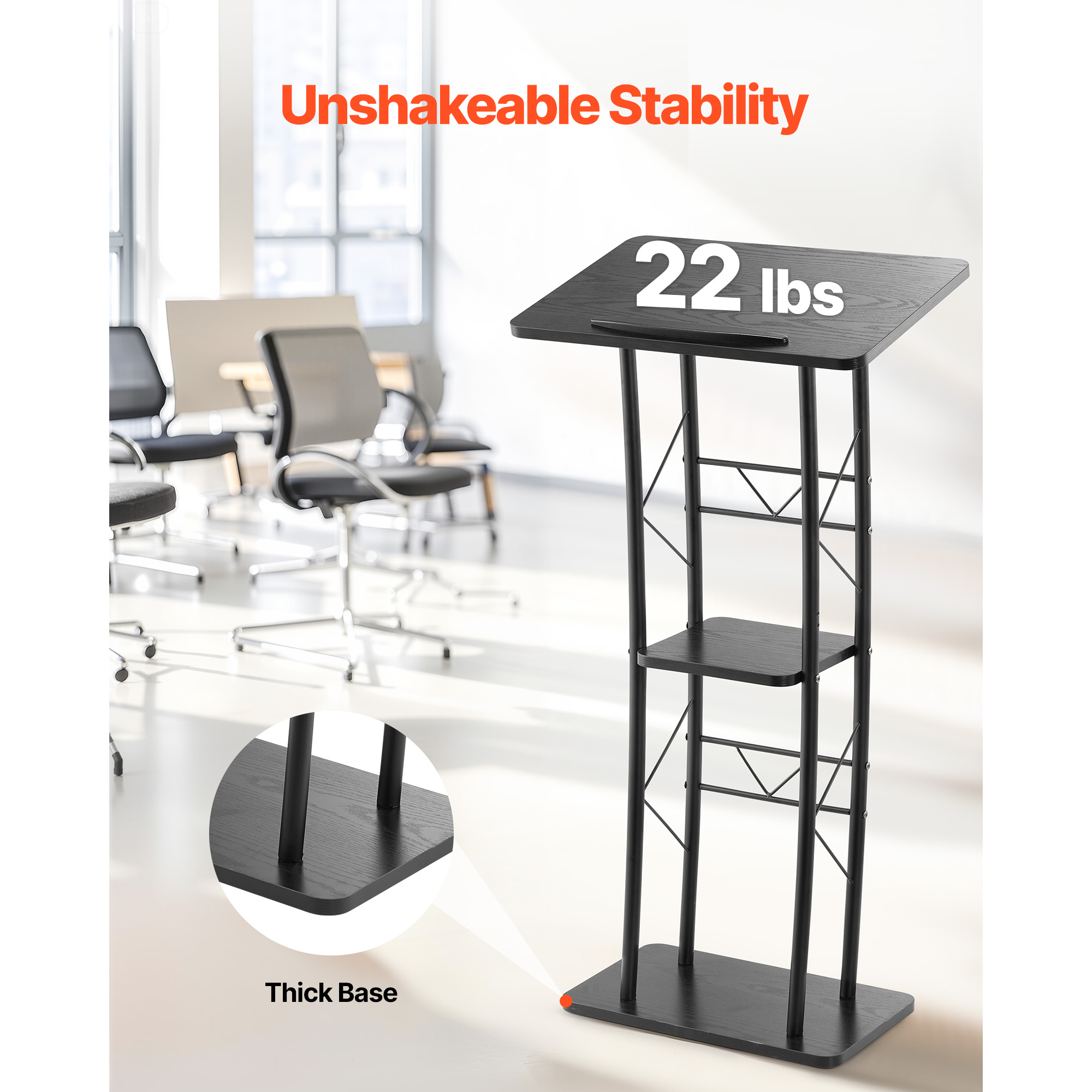 Uimoso Lectern with Storage Shelf for Events, Speeches, and Presentations