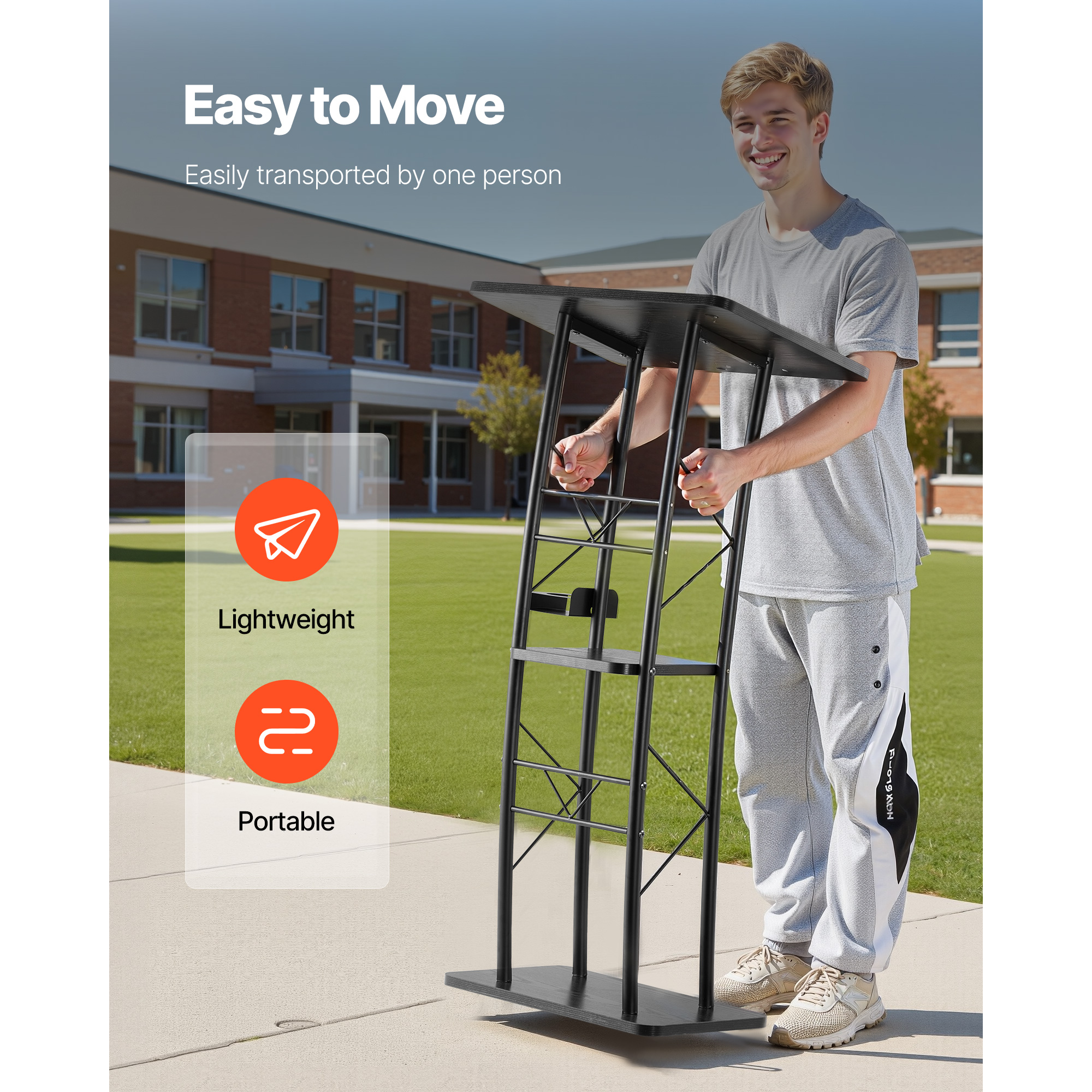 Uimoso Lectern with Storage Shelf for Events, Speeches, and Presentations