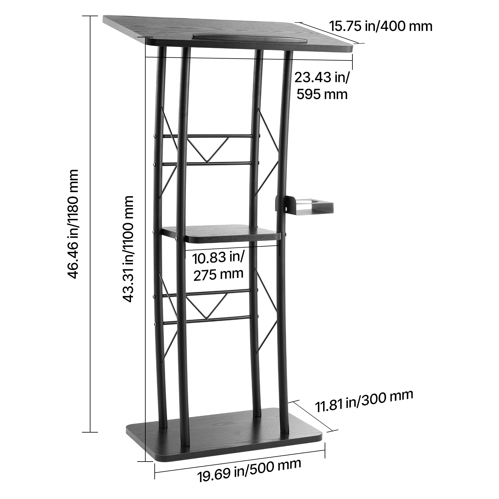 Uimoso Lectern with Storage Shelf for Events, Speeches, and Presentations