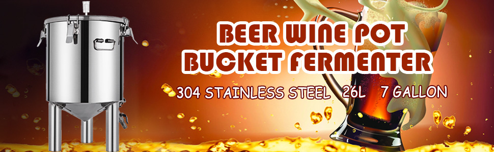 Bucket Fermenter, 26L/7Gallon, Stainless Steel,