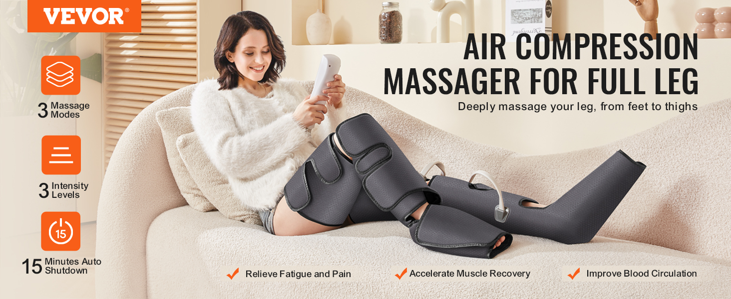 Masajeador de piernas con compresión de aire y calor, masajeador 4 en 1 de  pie, pantorrilla, muslo, rodilla masajeador para circulación y alivio del
