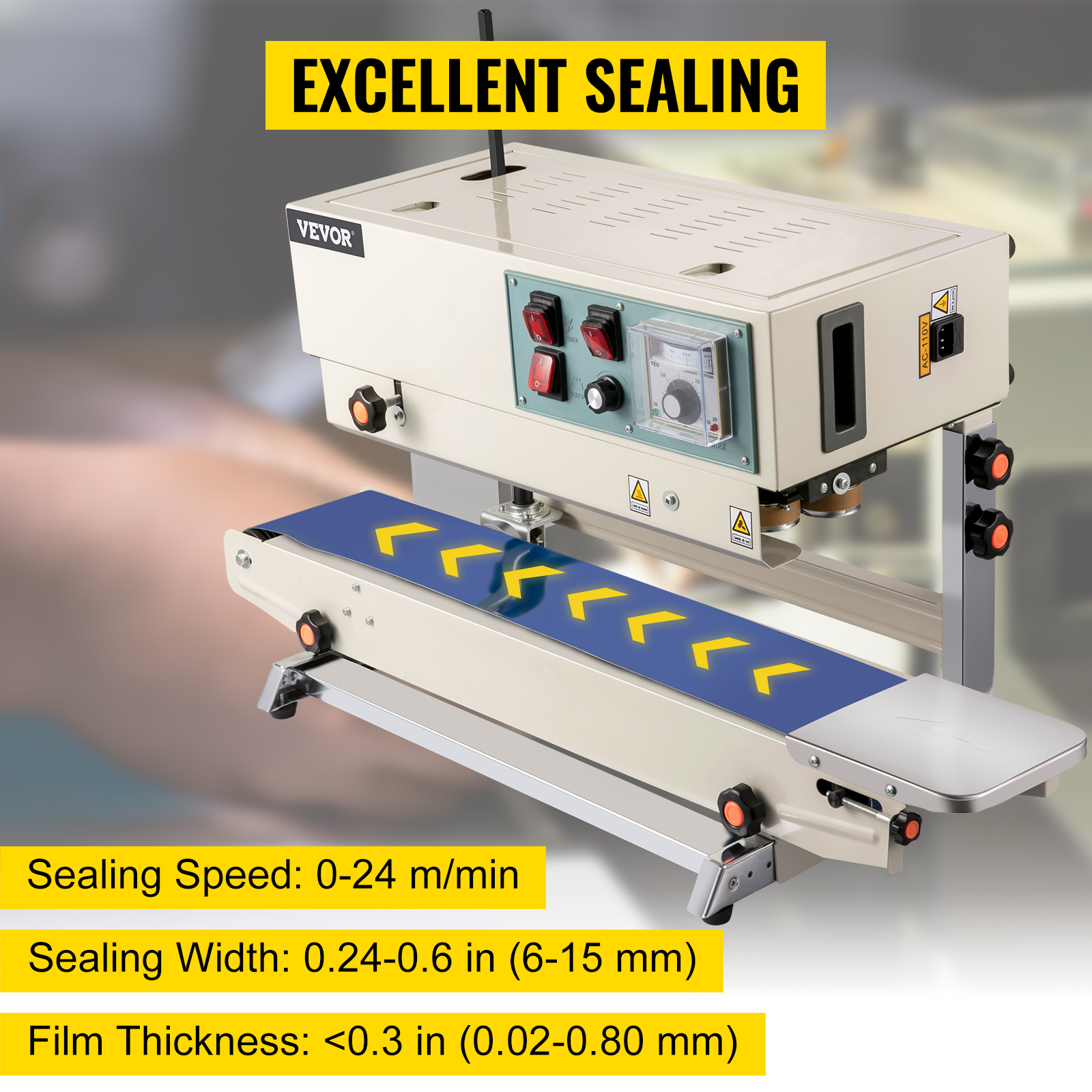 VEVOR Automatic Horizontal Continuous Plastic Bag Band Sealing Sealer Machine Fr900