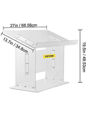 VEVOR Chaire en acrylique, 119,4 cm de haut, support de podium transparent  avec large surface