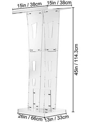 VEVOR Acrylic Podium 45" Tall Plexiglass Podium 26.8"x15" Table Acrylic Pulpits for Churches with 8 mm Thick Acrylic Board Acrylic Podiums and Lecterns Design for Lecture Recital Speech & Presentation