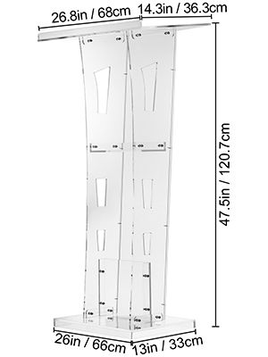 VEVOR Acrylic Podium 47.5" Tall Plexiglass Podium 26.8"x14.3" Table Acrylic Pulpits for Churches 8 mm Thick Acrylic Board Acrylic Podiums and Lecterns Design for Lecture Recital Speech & Presentation