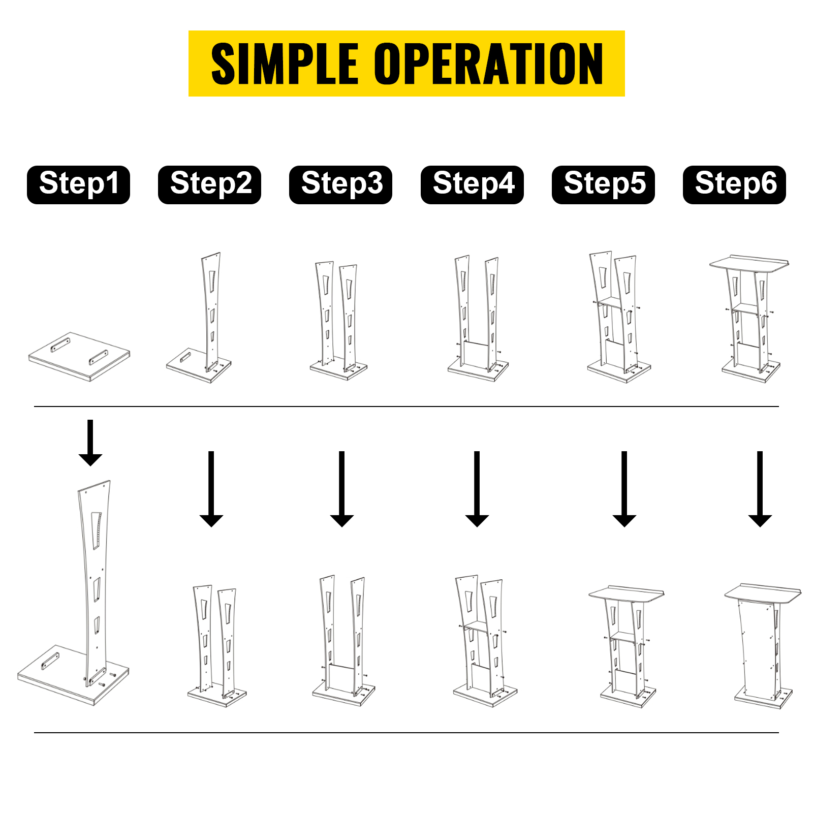 VEVOR Acrylic Podium 47.5" Tall Plexiglass Podium 26.8"x14.3" Table Acrylic Pulpits for Churches 8 mm Thick Acrylic Board Acrylic Podiums and Lecterns Design for Lecture Recital Speech & Presentation