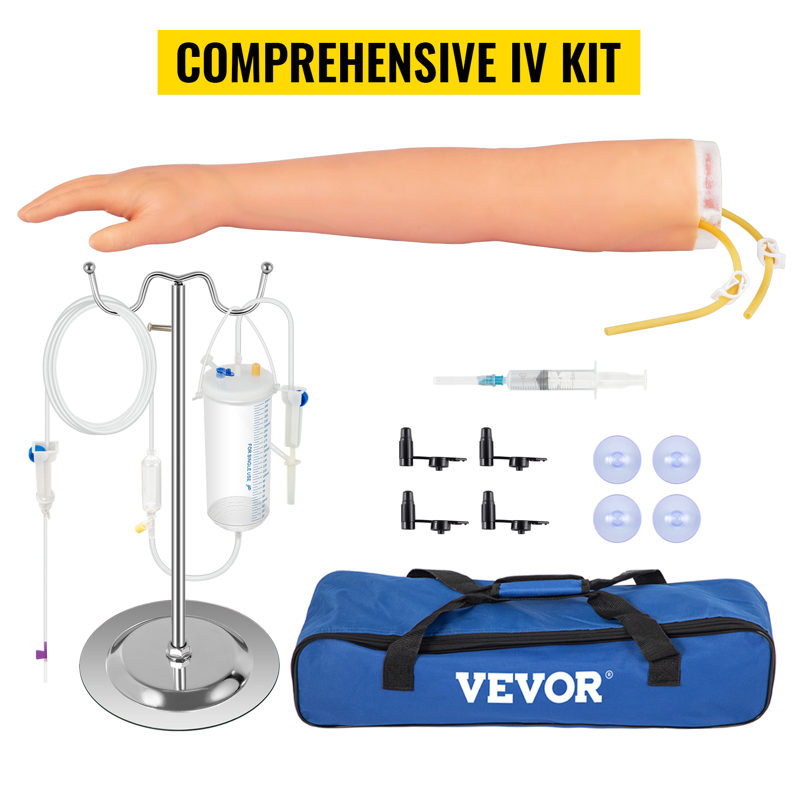 VEVOR Phlebotomy Practice Kit, Dark Skin IV Practice Kit Venipuncture  Learning Phlebotomy Practice Arm Kit with Infusion Stand for Nurse, Medical  Students