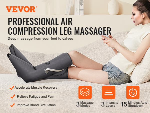 VEVOR Leg Massager with Air Compression, Foot and Calf Massager with 3 ...