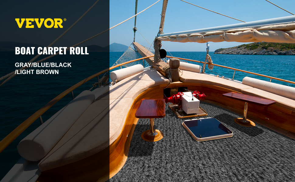 VEVOR Boat Carpet, 6 ft x 13.1 ft Marine Carpet for Boats, Waterproof Black  Indoor Outdoor
