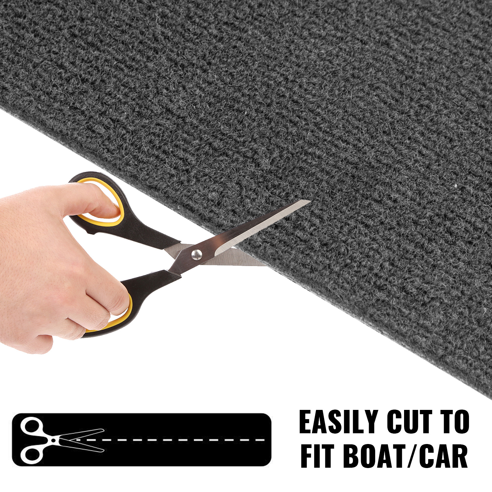 VEVOR Alfombra de barco, alfombra marina de 6 pies x 18 pies para barcos,  alfombra negra impermeable para interior y exterior con respaldo marino
