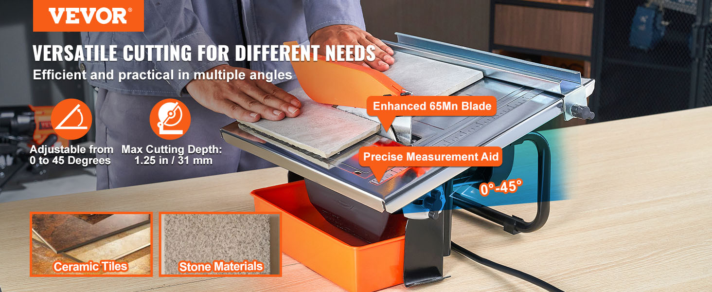 thumbnail image 2 of 10-Inch Wet Tile Saw With Stand - 4500 RPM, 65Mn Steel Blade - Tile Cutter 2 of 6