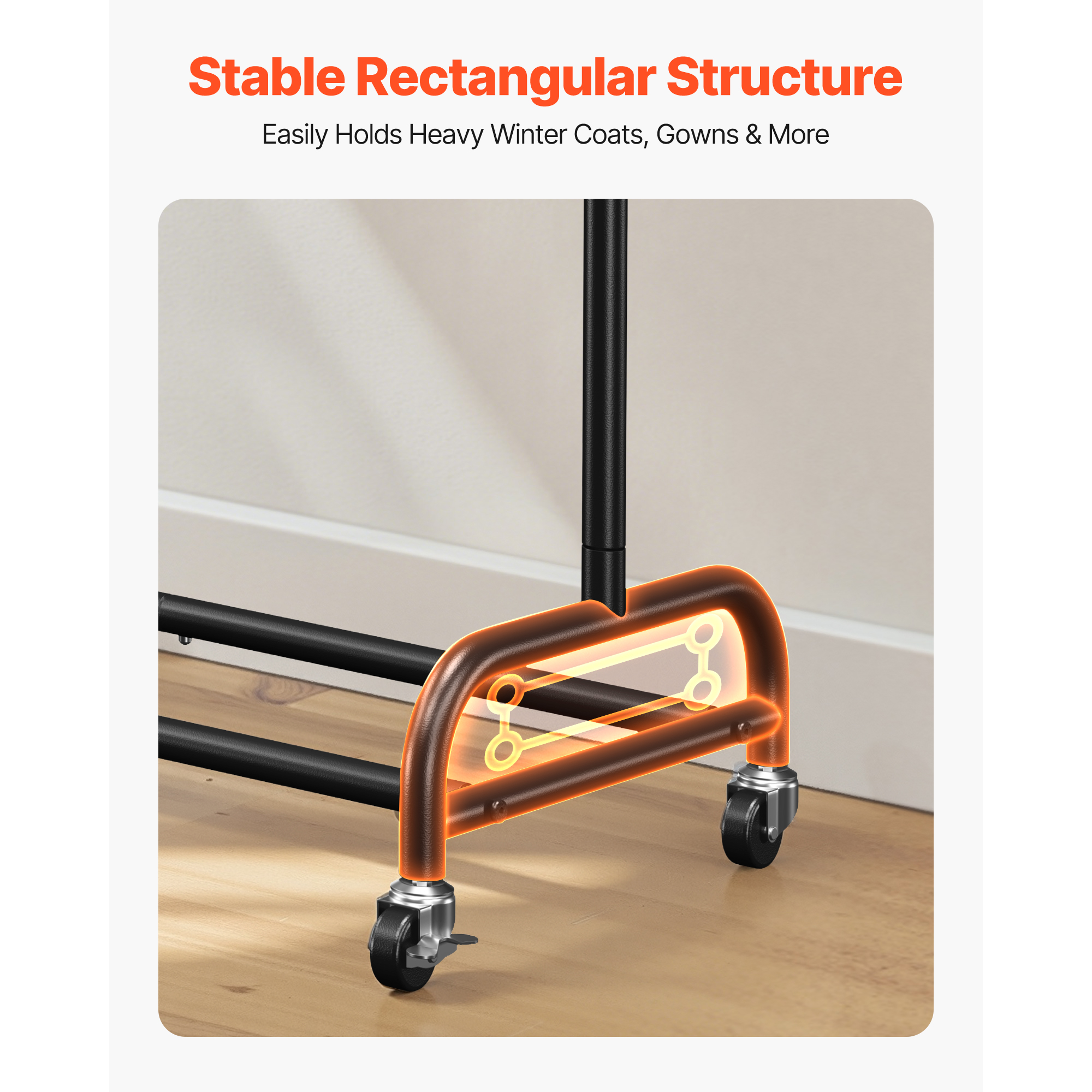 Uimoso Mobile Garment Rack with Hanging Rods, Side Hooks Clothes Storage Shelves