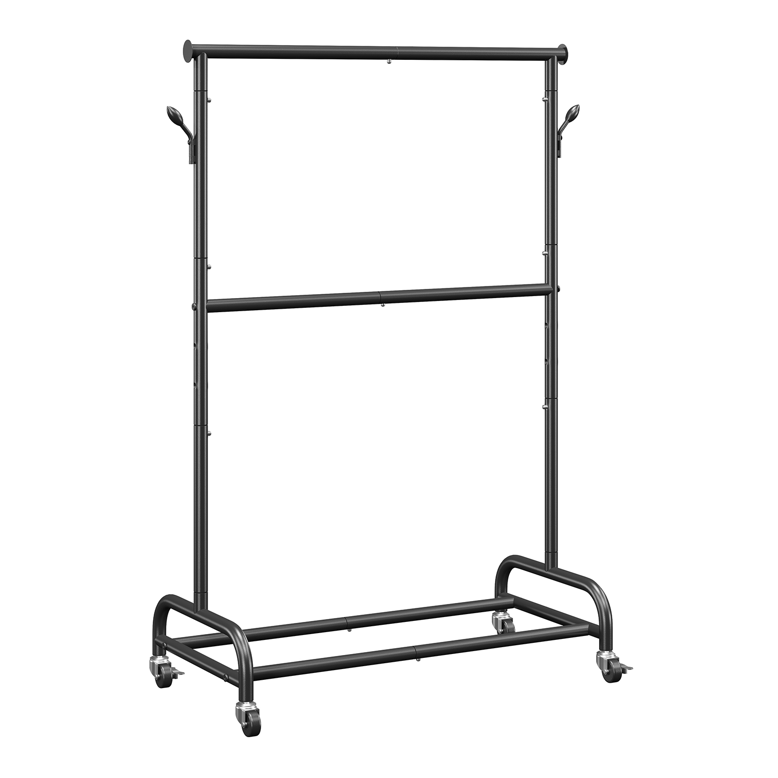 Uimoso Mobile Garment Rack with Hanging Rods, Side Hooks Clothes Storage Shelves