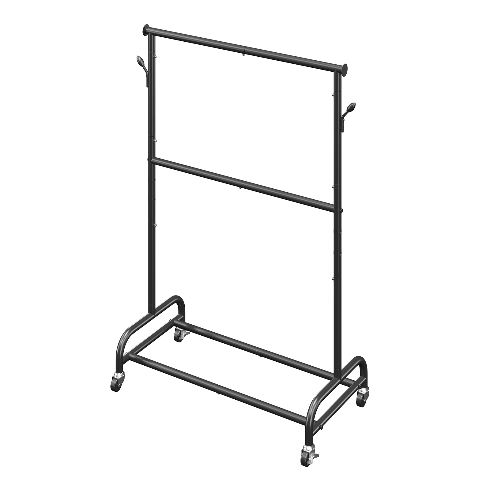 Uimoso Mobile Garment Rack with Hanging Rods, Side Hooks Clothes Storage Shelves
