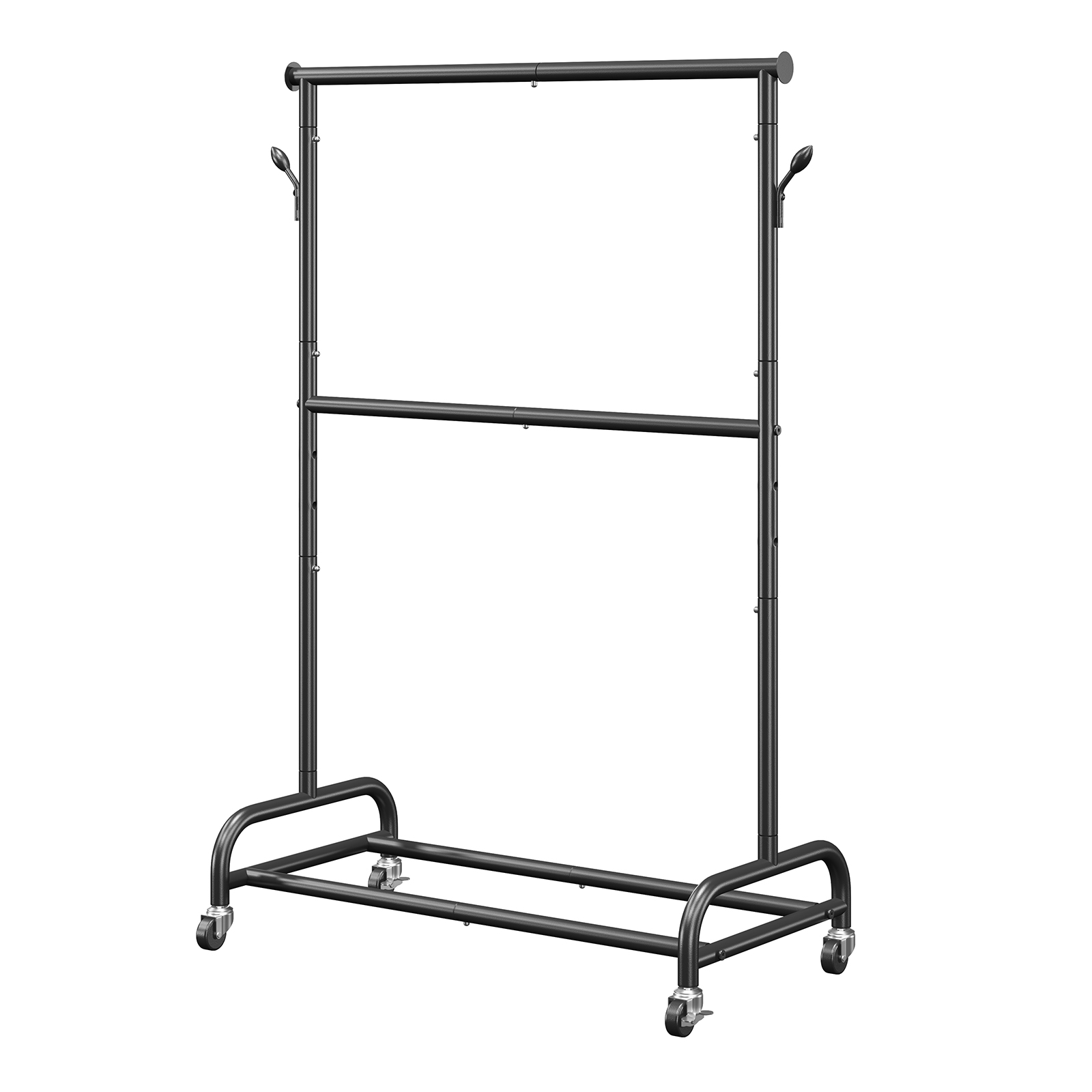 Uimoso Mobile Garment Rack with Hanging Rods, Side Hooks Clothes Storage Shelves