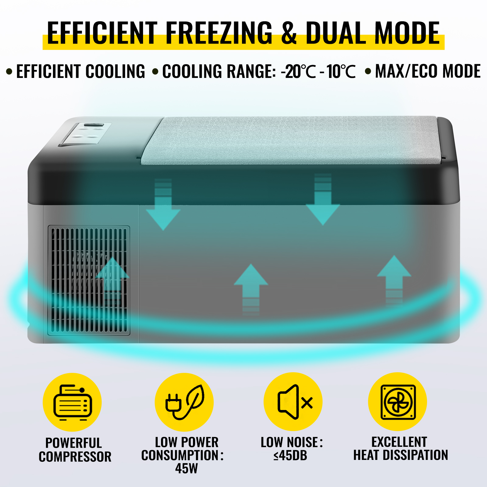 VEVOR Kompressor 55L Auto Kühlbox -2020℃ Mini Kühlschrank Auto Camping 12V/ 230V APP Kontrolieren Angebot bei ManoMano