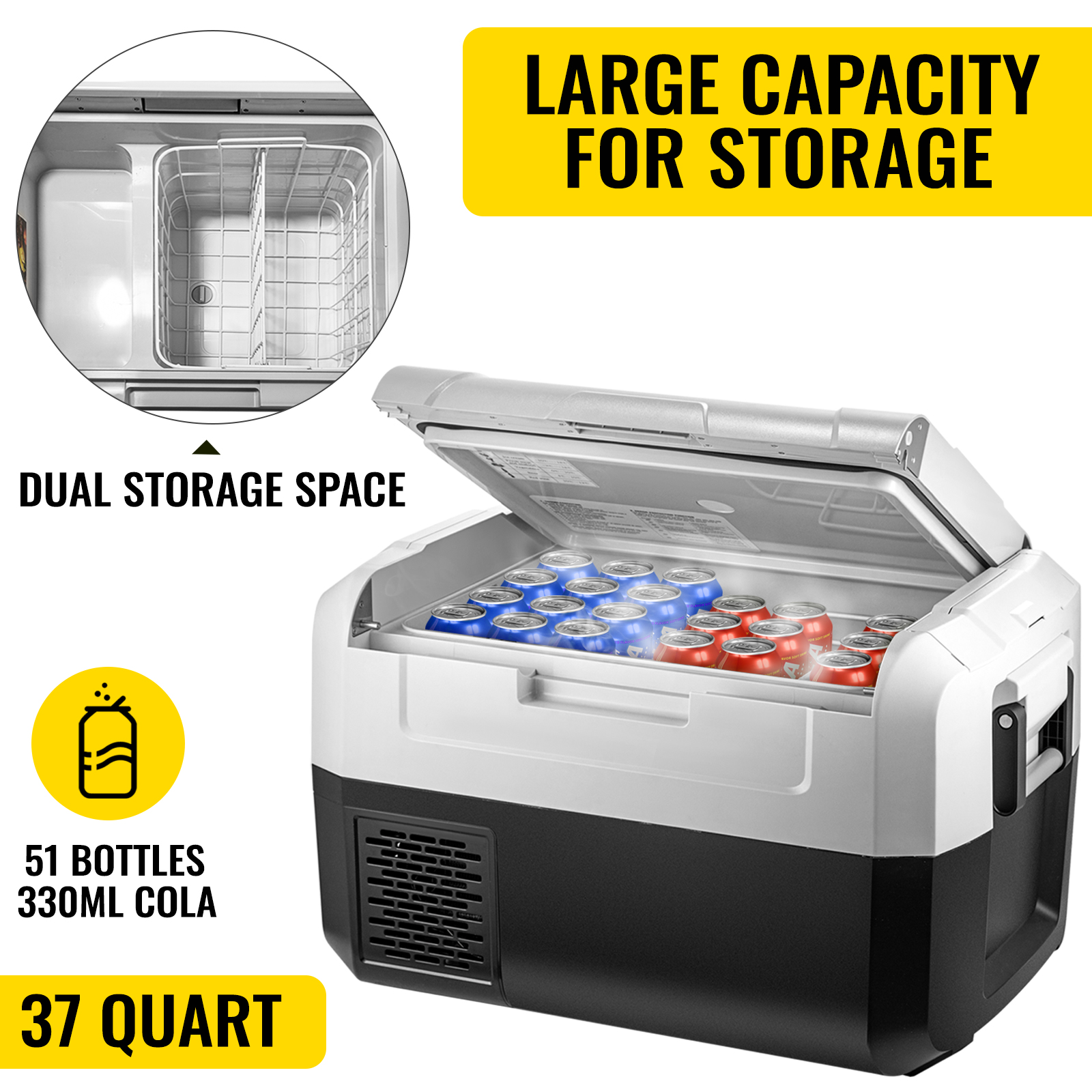 VEVOR Portable Car Freezer, 37 Quart Portable Refrigerator Freezer