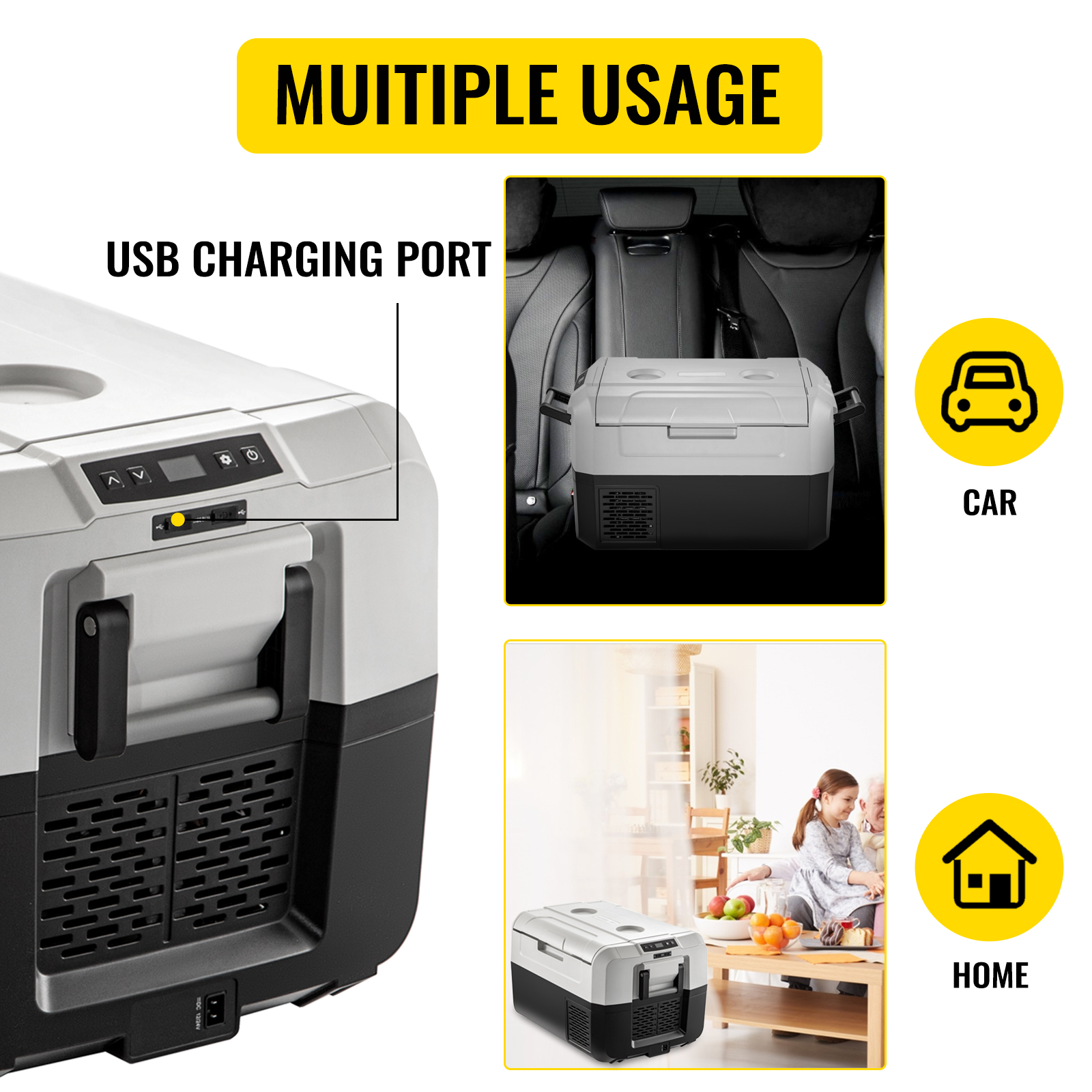 VEVOR Portable Car Freezer, 37 Quart Portable Refrigerator Freezer ...