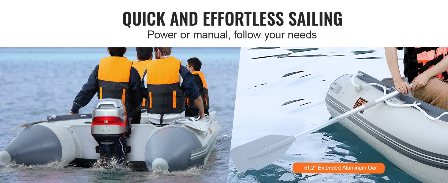 VEVOR Inflatable Dinghy Boat 4-Person Sport Tender Fishing Boat