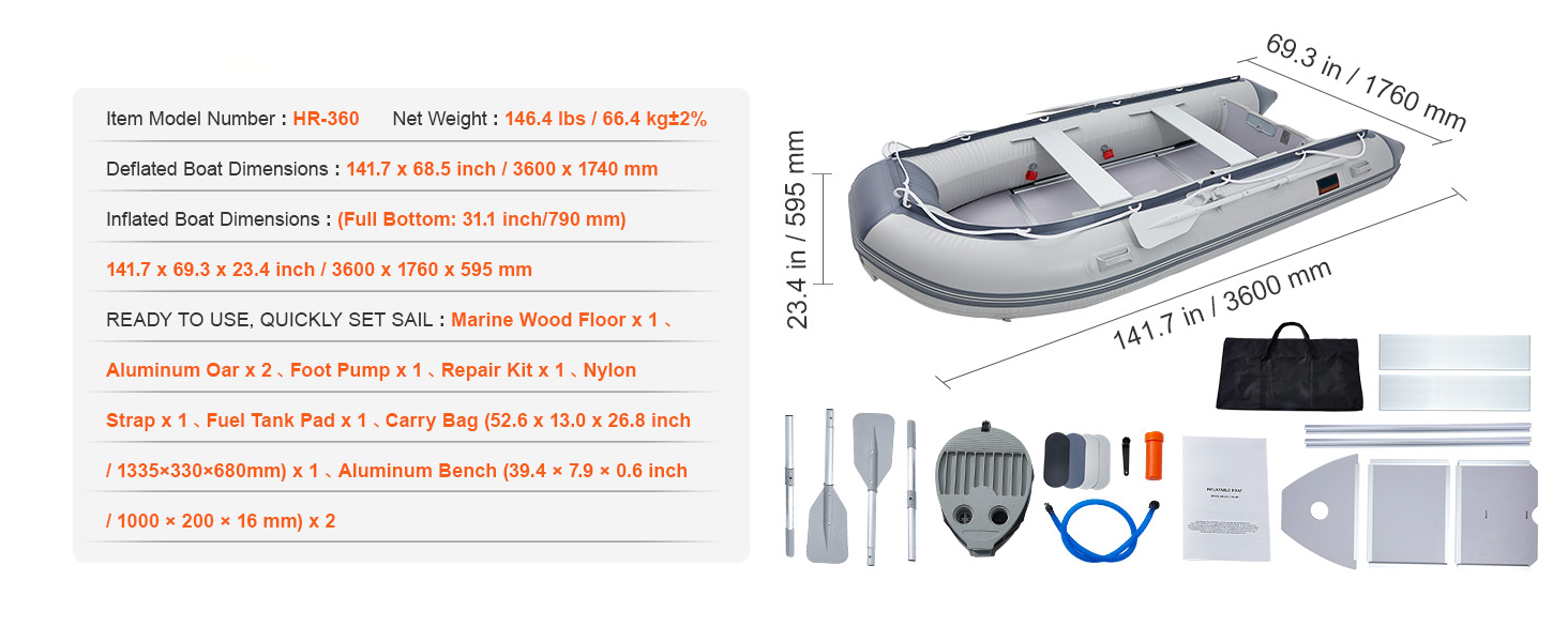 Sportboot Fischerboot Schlauchboot 6 Personen 680kg Holzboden Alubank Motorhalter Set Inflatable Boats A100 1.11w