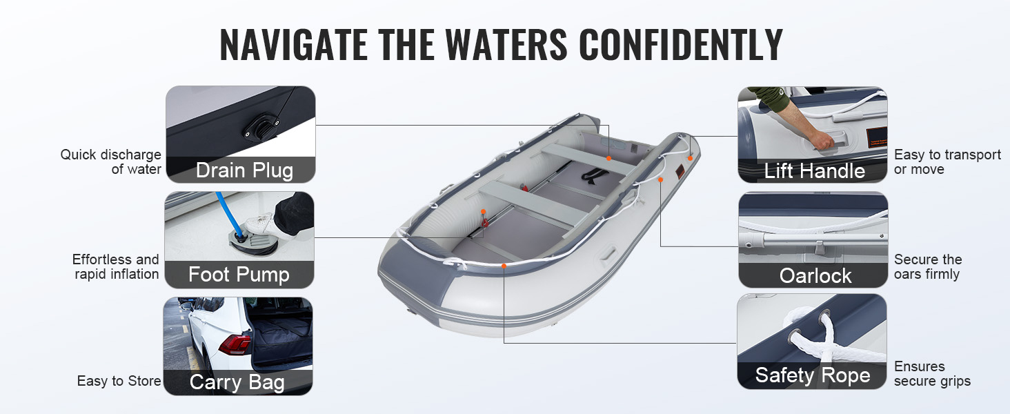Sportboot Fischerboot Schlauchboot 6 Personen 680kg Holzboden Alubank Motorhalter Set Inflatable Boats A100 2.5w