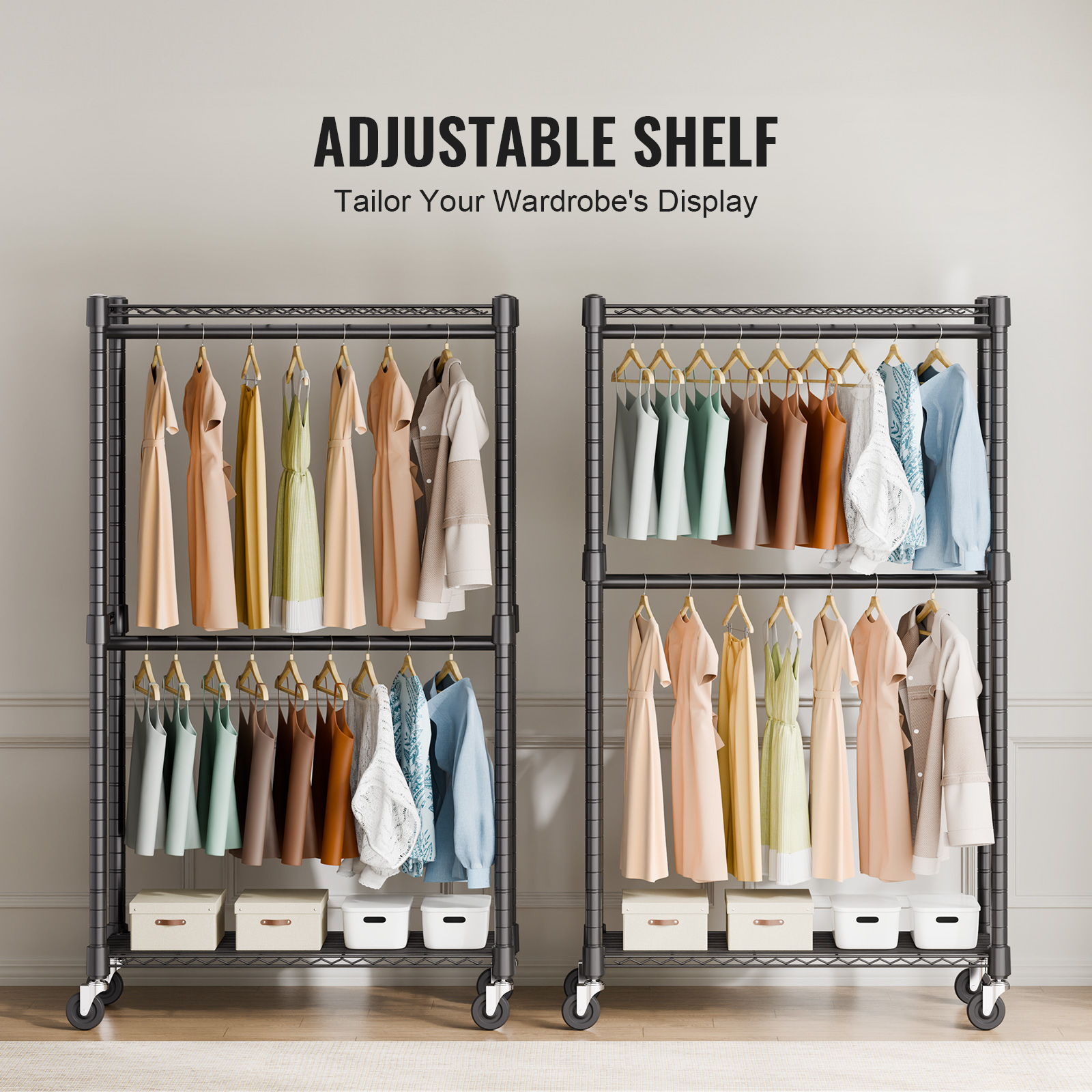 Numios Clothes Rack Uimoso Clothes Rack with Wheels Heavy Duty Clothing Garment Rack ...