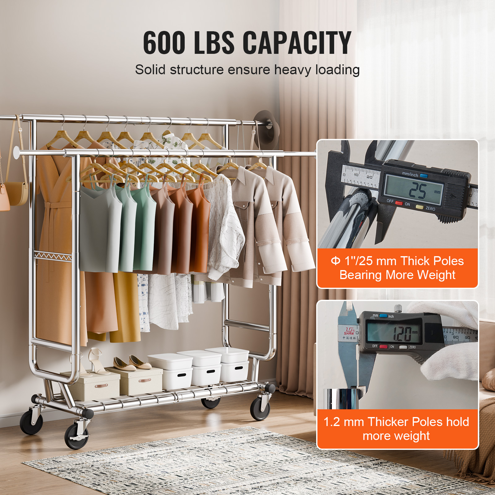 Numios Clothes Rack Uimoso Clothes Rack with Wheels Heavy Duty Clothing Garment Rack ...