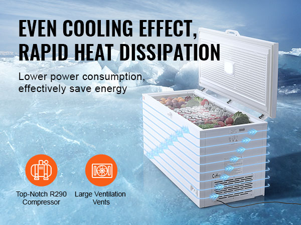 VEVOR Chest Freezer, 17.2 cu.ft / 488 L Large Deep Freezer & 4 ...