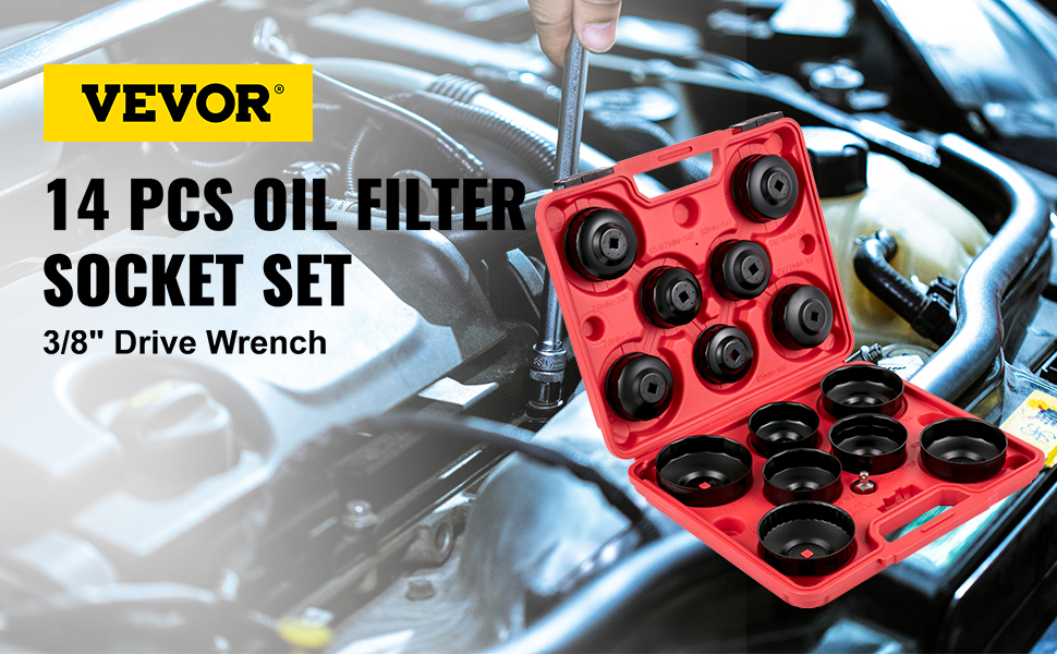 Oil Filter Socket Set,14 Pcs,3/8 Inch