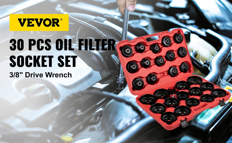 Oil Filter Socket Set,30 Pcs,3/8 Inch