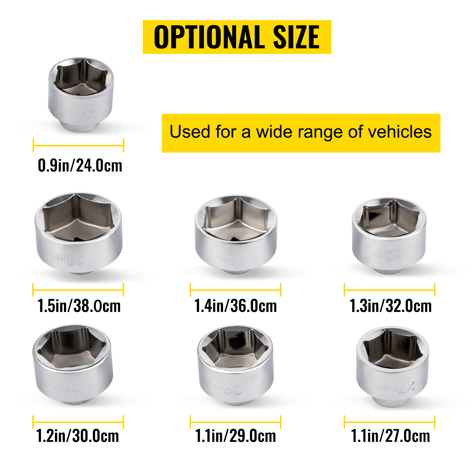 Vevor Oil Filter Socket Set Cup Socket Tool Set 7 Pcs Oil Filter Cap Wrench