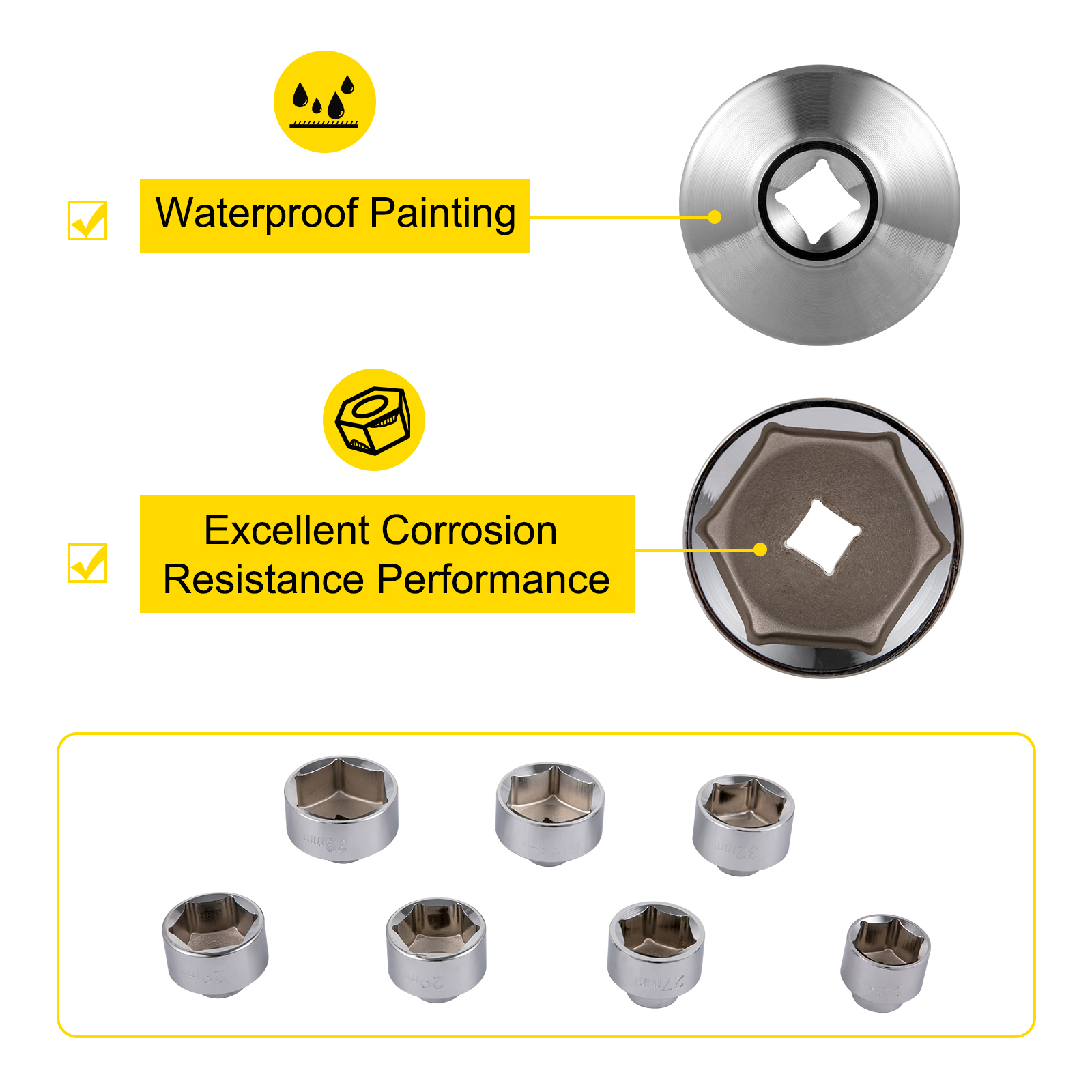 Vevor Oil Filter Socket Set Cup Socket Tool Set 7 Pcs Oil Filter Cap Wrench