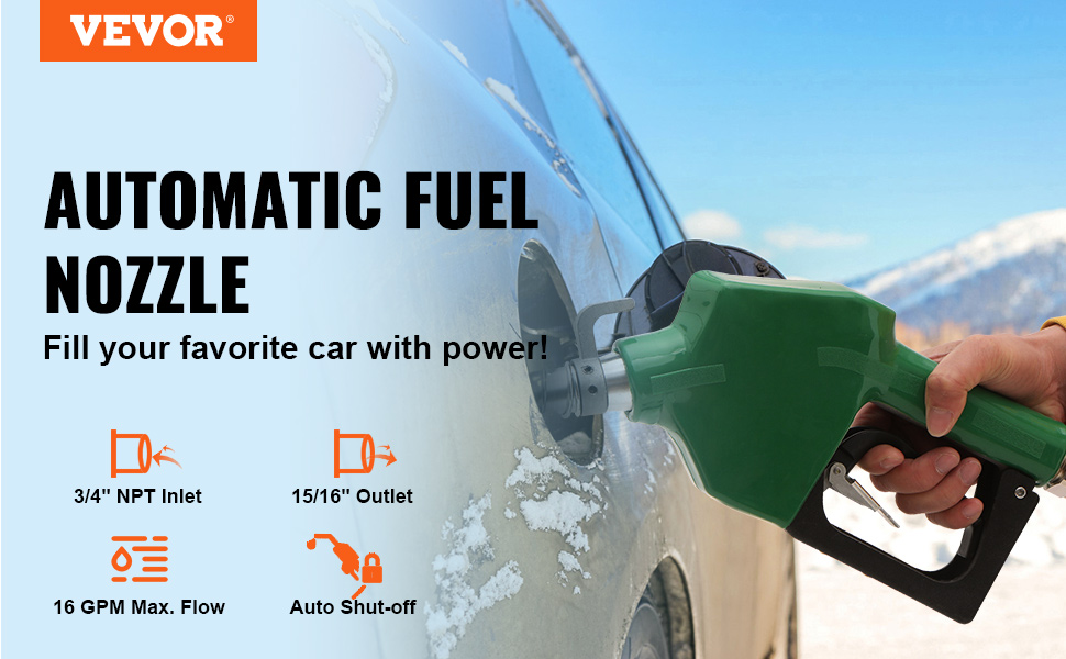 Automatic Fuel Nozzle, Auto Shut Off Gas Pump Handle for Diesel Kerosene  Biodiesel Fuel Refilling