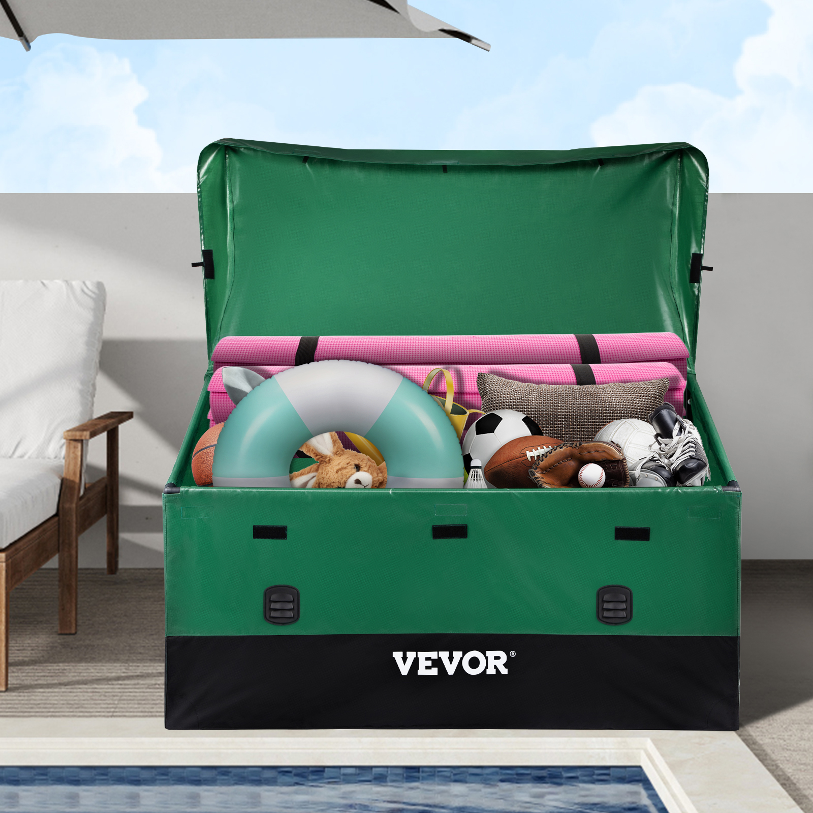 VEVOR Outdoor Storage Box Patio Deck Box 150 Gal Waterproof PE Tarpaulin JYXBXSHWCW150VJ5UV0