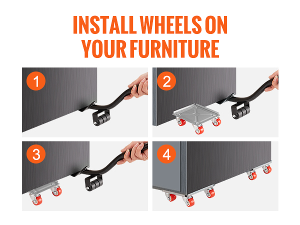  Deslizadores de ruedas para muebles grandes fáciles de usar -  Juego de herramientas de elevación y mudanza de electrodomésticos -  Herramientas de movimiento de rodillos resistentes para el hogar y la 